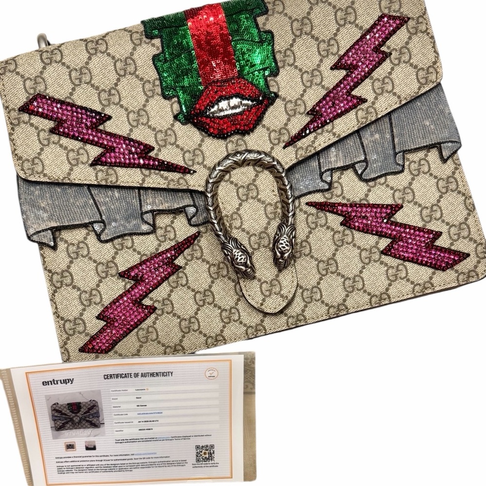 Gucci Beige and Pink Lightning Clutch LIKE NEW